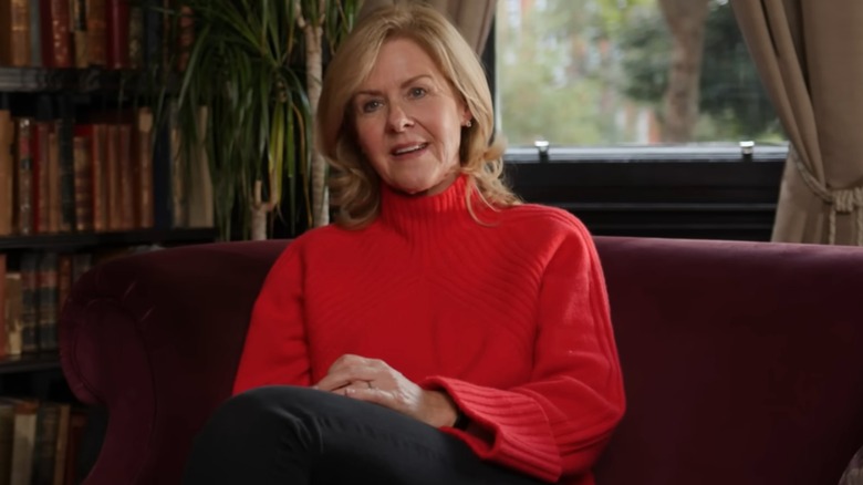 Penny Mountbatten sitting on couch during interview