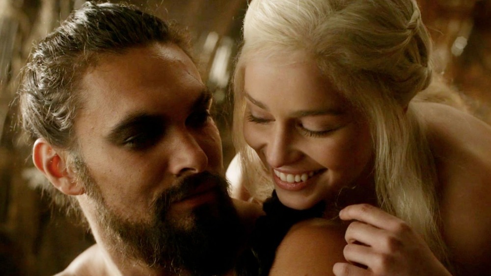 Emilia Clarke and Jason Momoa in Game of Thrones