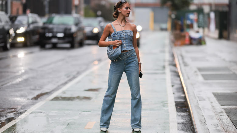 Woman posing on street