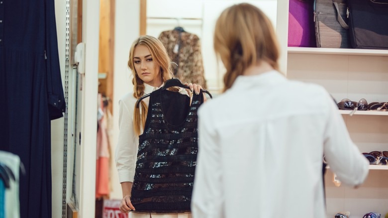 Woman shopping for clothes