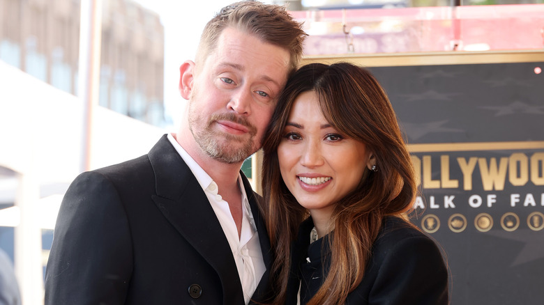 Macaulay Culkin and wife on the Hollywood Walk of Fame