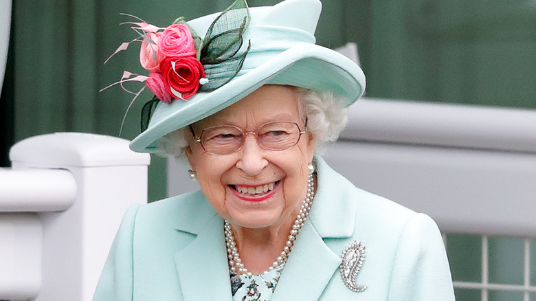 Queen Elizabeth June 2021 Ascot with Palm Leaf Brooch