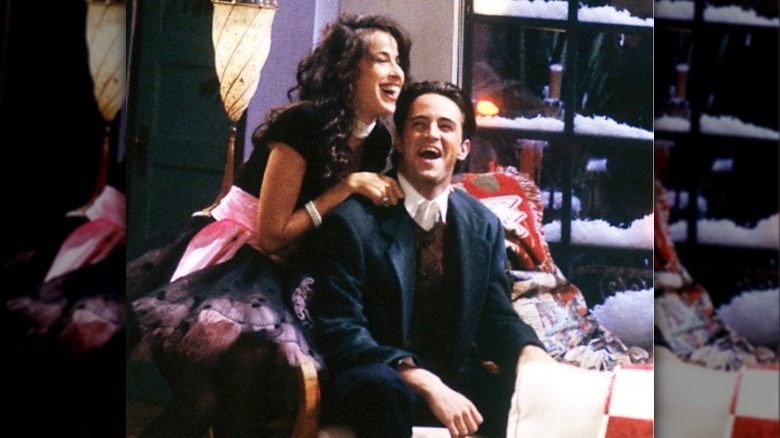 Matthew Perry and Maggie Wheeler laughing on Friends