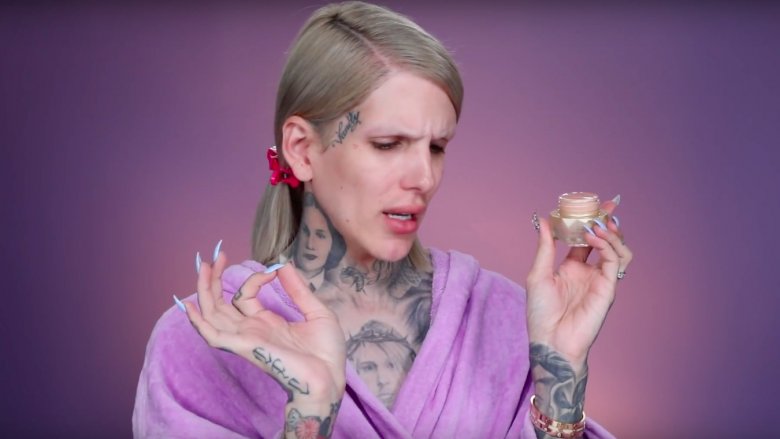 Jeffree Star trying Cle de Peau Beaute foundation