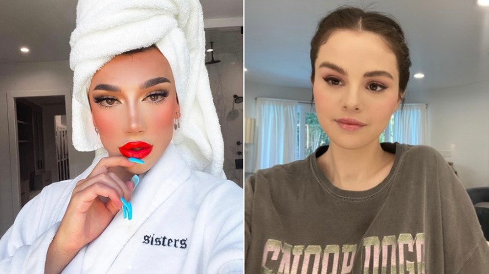 James Charles in a 2020 selfie; Selena Gomez in a 2020 selfie