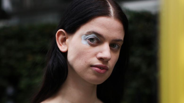 Model with pastel graphic eyeliner