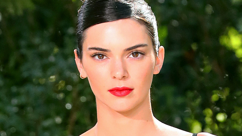 Kendall Jenner wearing bright red lipstick