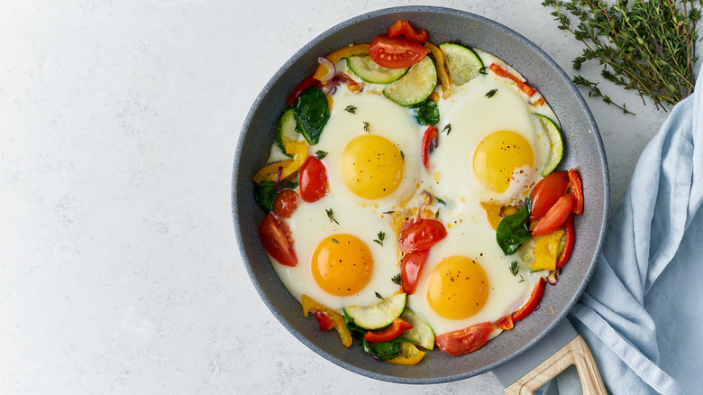 Egg omelet in pan