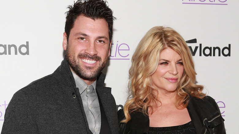 Maks Chmerkovskiy and Kirstie Alley on red carpet