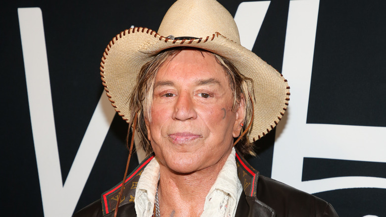 Mickey Rourke wearing cowboy hat