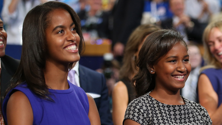 Malia and Sasha Obama smiling