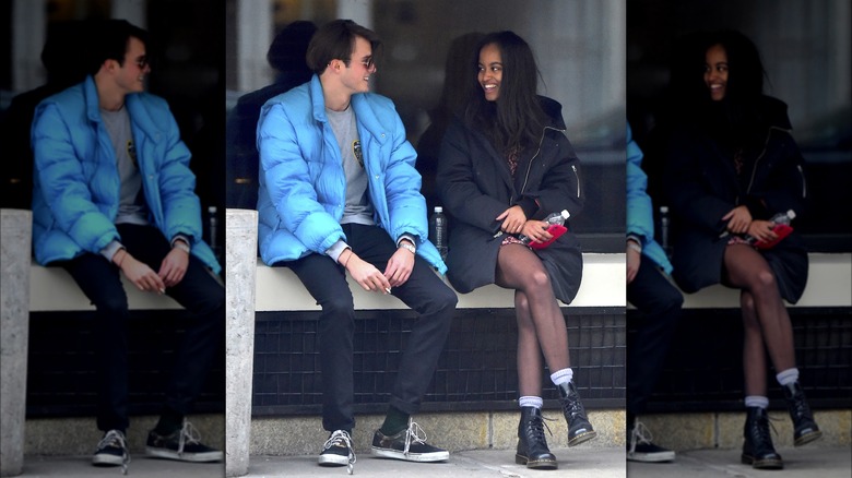 Malia Obama smiling at Rory Farquharson