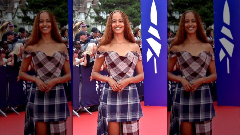 Malia Obama wearing a plaid Vivienne Westwood dress