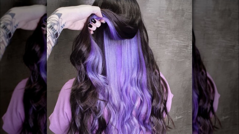 Black-and-lavender marbled hair