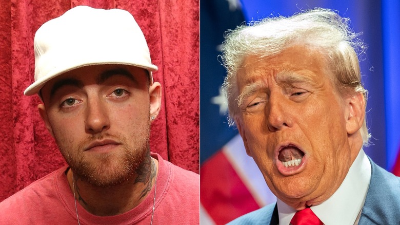 Split image of Mac Miller and Donald Trump