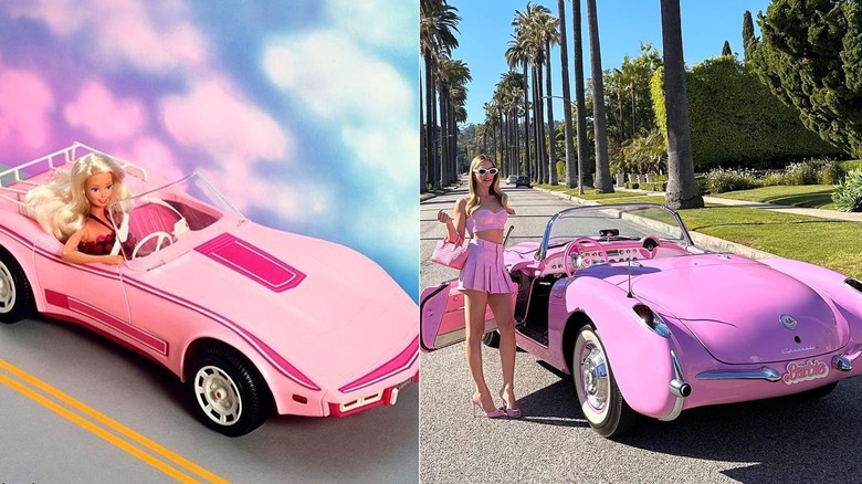 Barbie in corvette, Margot Robbie with corvette