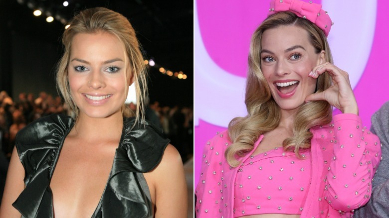 Left: Younger Margot Robbie, Right: Margot Robbie now