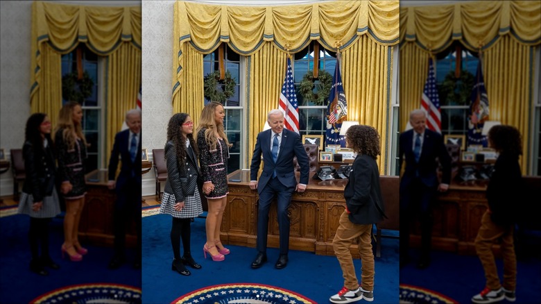 Monroe Cannon, Mariah Carey, President Biden, and Moroccan Cannon talking