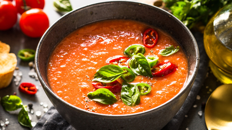 Bowl of gazpacho soup