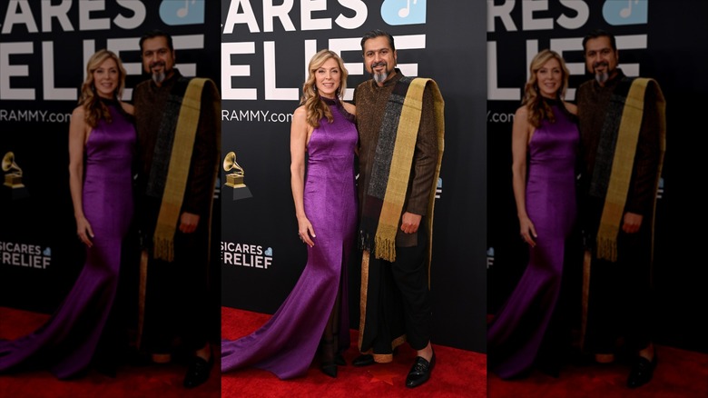 Marla Maples and Ricky Kej on the Grammys red carpet