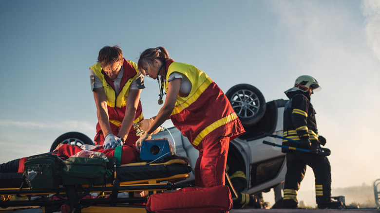 First responders held car crash victim