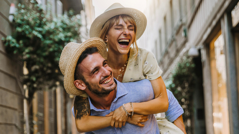 happy couple on vacation