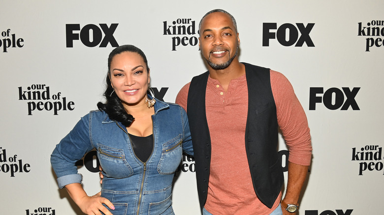 Egypt Sherrod and Mike Jackson posing at FOX event 