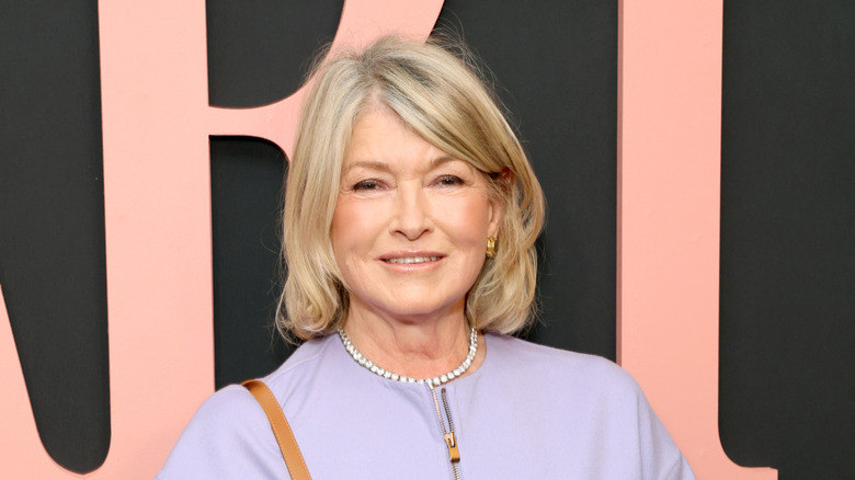 Martha Stewart smiling in a purple top