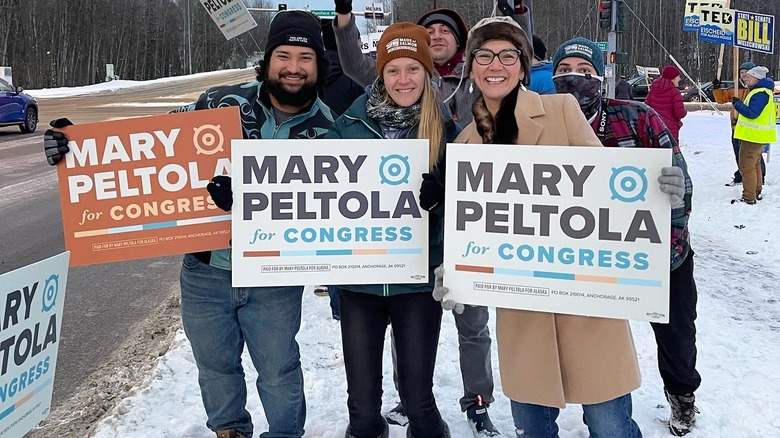 Mary Peltola campaigning