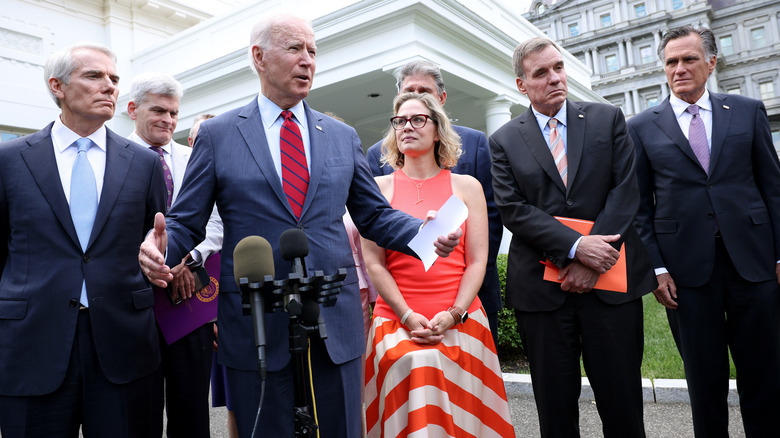 Joe Biden with senators outside White House