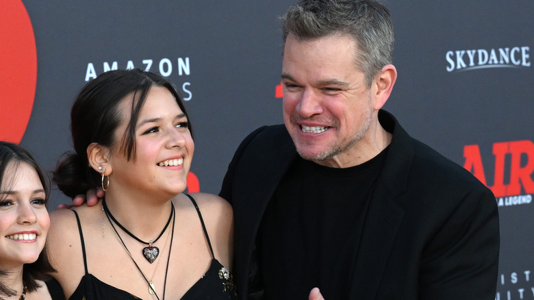 Gia Damon and Matt Damon smiling 