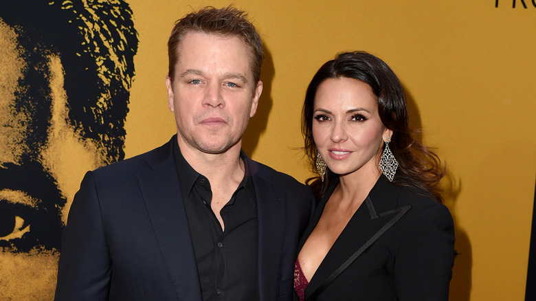 Luciana Barroso stands with husband Matt Damon