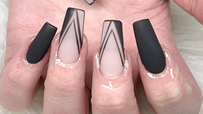 Nails with a V-line French manicure