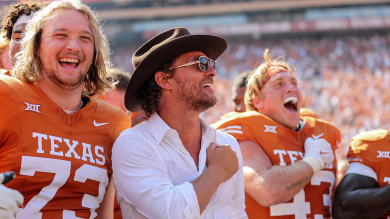 Matthew McConaughey with the Texas Longhorns football team