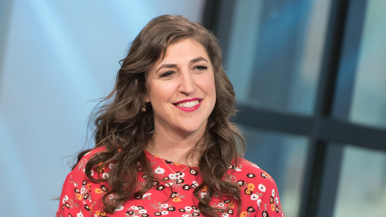 Mayim Bialik smiling at an interview