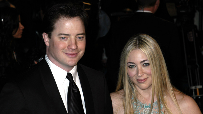 Brendan Fraser posing with his ex-wife, Afton Smith