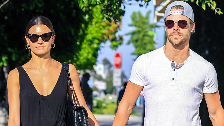 Hayley Erbert Hough and Derek Hough taking a stroll