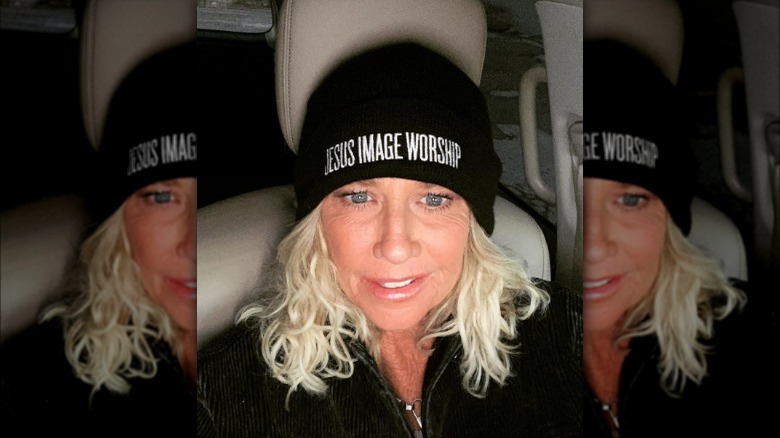 Francie Frane selfie in Jesus beanie