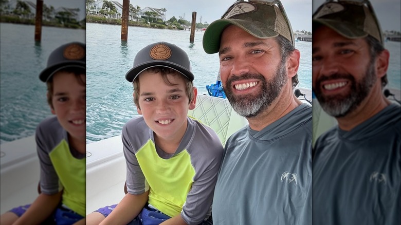 Spencer Frederick Trump poses with his father Donald Trump Jr. during a fishing trip (2024)