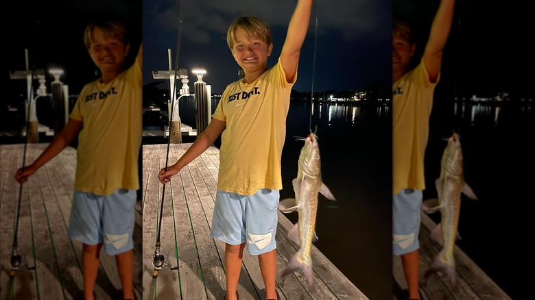 Donald Trump Jr.'s second son Tristan Milos Trump shows off his catch (2023)