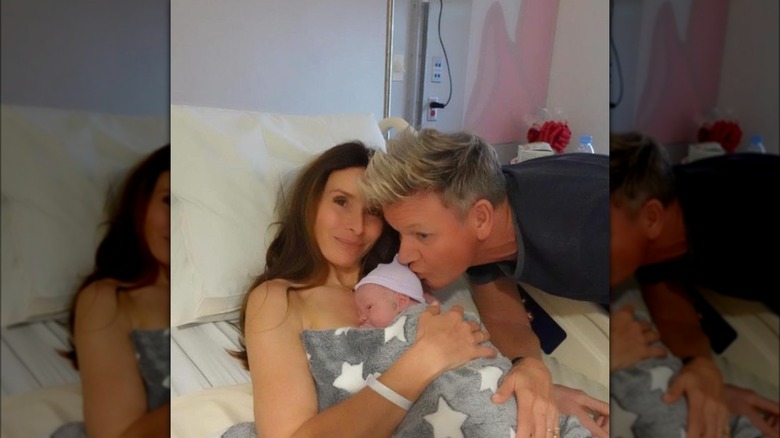 Tana and Gordon Ramsay hold baby Jesse at hospital