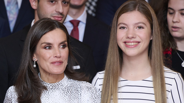 Queen Letizia and Infanta Sofía Smiling