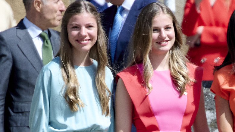 Infanta Sofía and Princess Leonor smiling