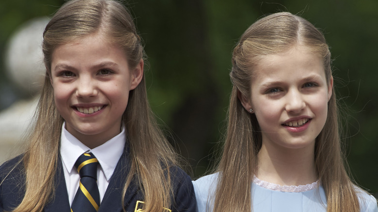 Infanta Sofía and Princess Leonor smiling