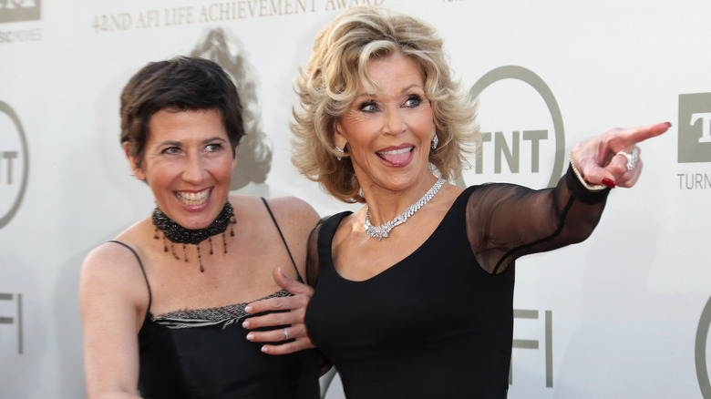 Jane Fonda and Vanessa Vadim smiling