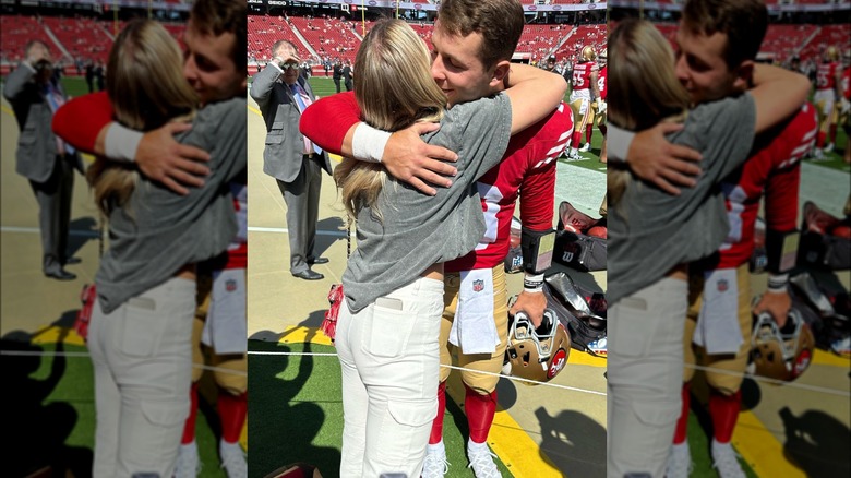 Jenna and Brock Purdy hugging