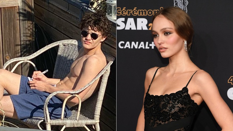 Jack Depp sunbathing and Lily-Rose Depp at event 