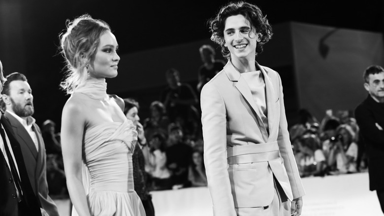 Lily-Rose Depp and Timothée Chalamet at event