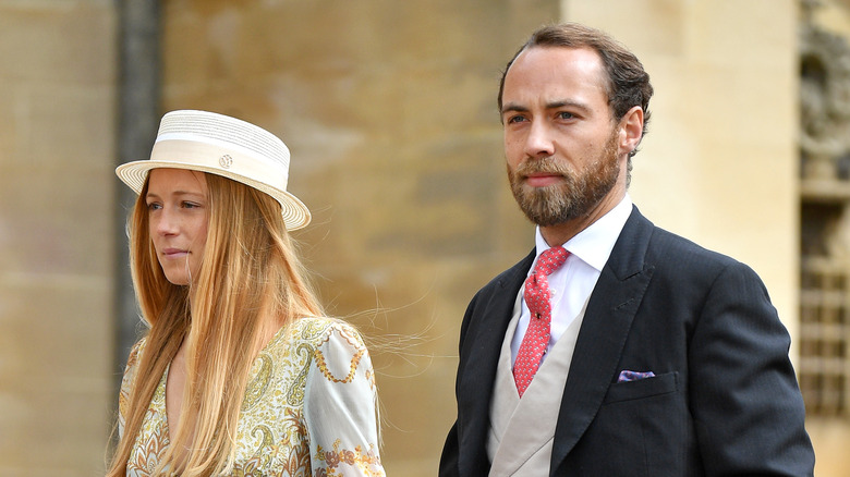 Alizee Thevenet and James Middleton attending wedding