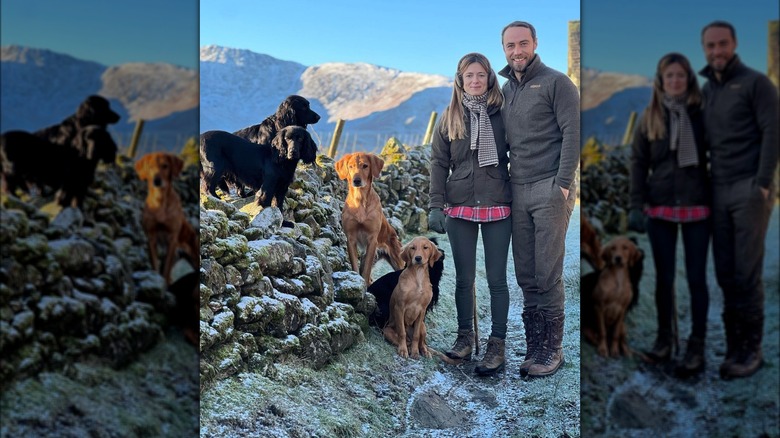 Alizee Thevenet and James Middleton with their dogs